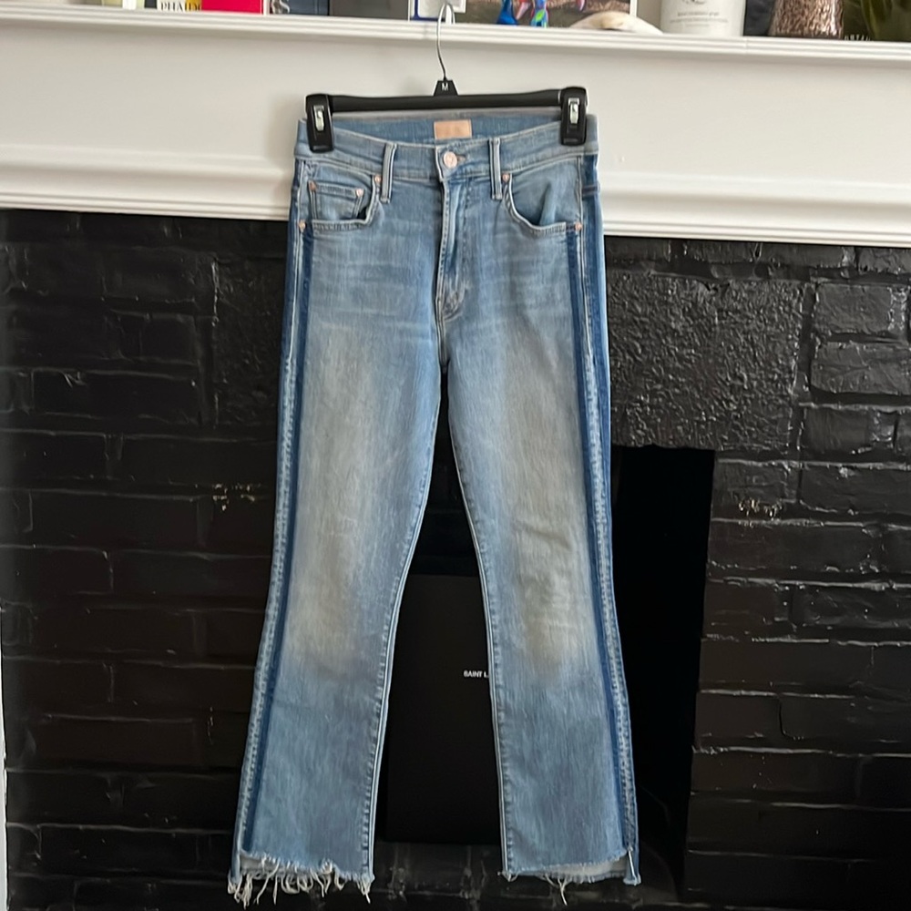 Mother Denim Insider Step Crop Fray Racer Stripe